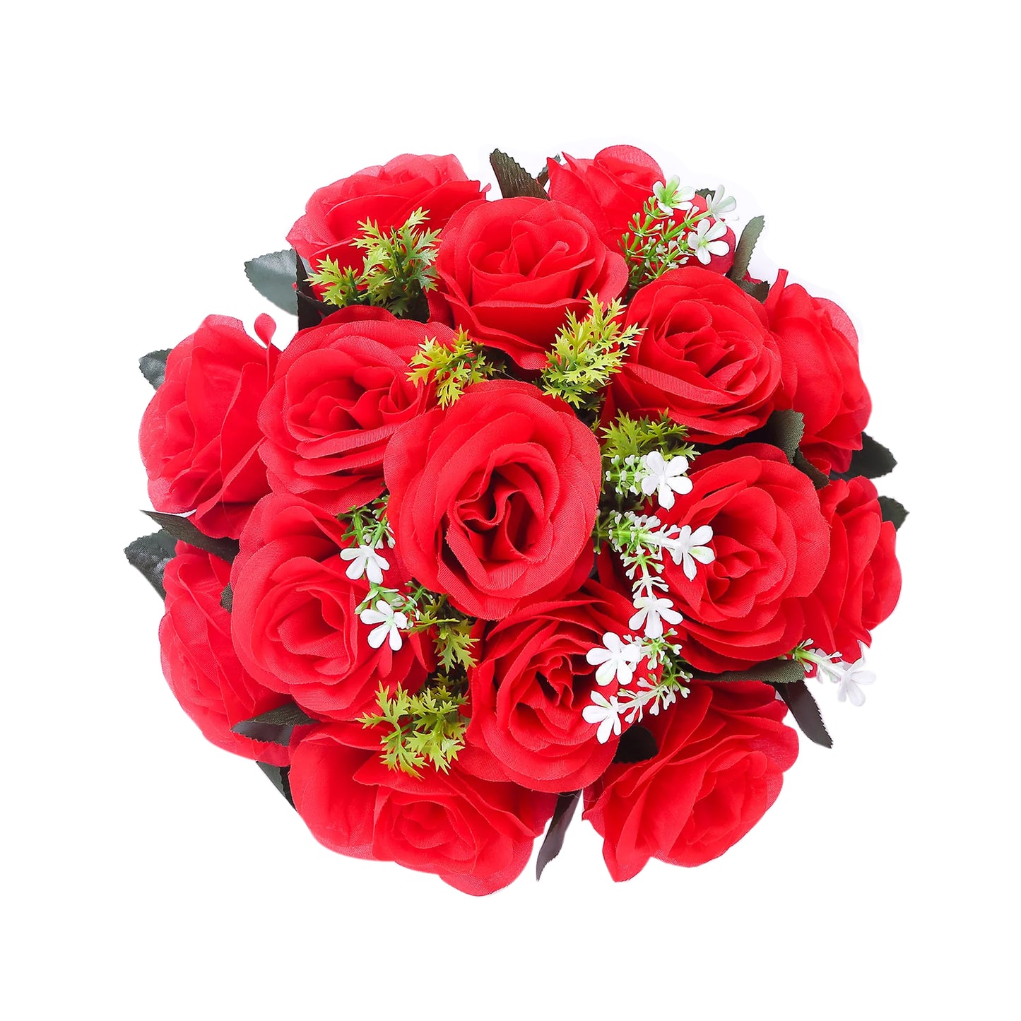 Red silk rose flower ball centerpiece arrangement.