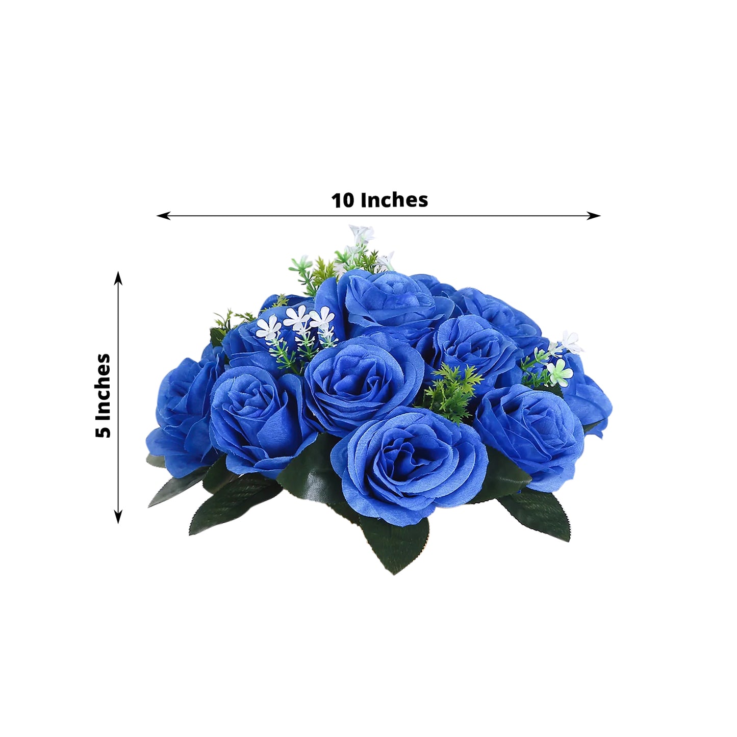 Royal blue silk rose flower ball arrangement for centerpieces, 10 inches.