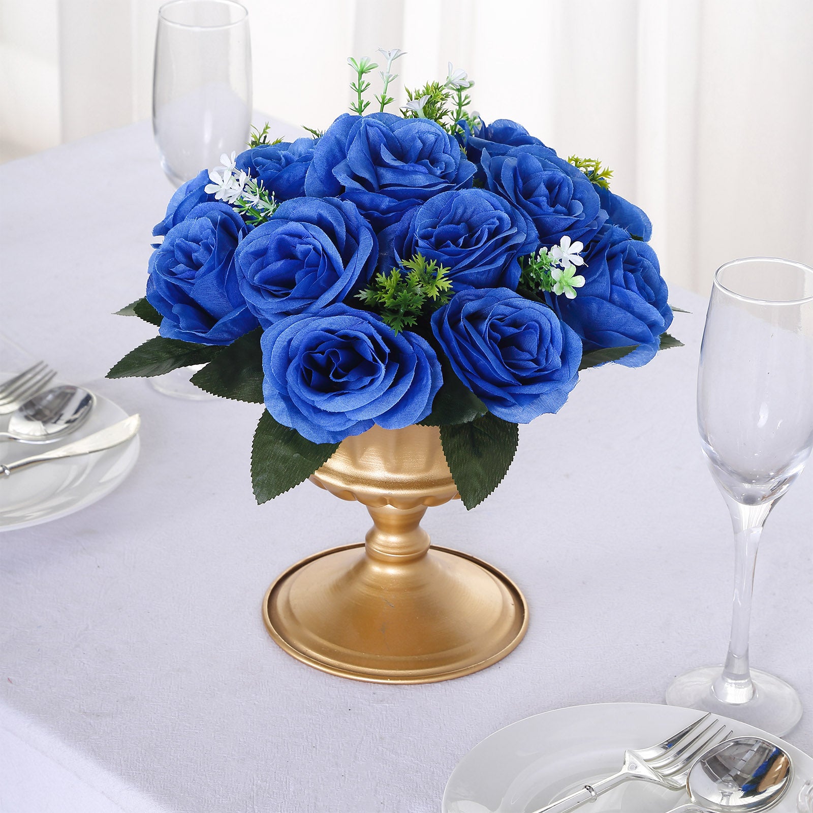 2 Pack Royal Blue Silk Rose Flower Balls for Centerpieces, 10" Artificial Kissing Balls