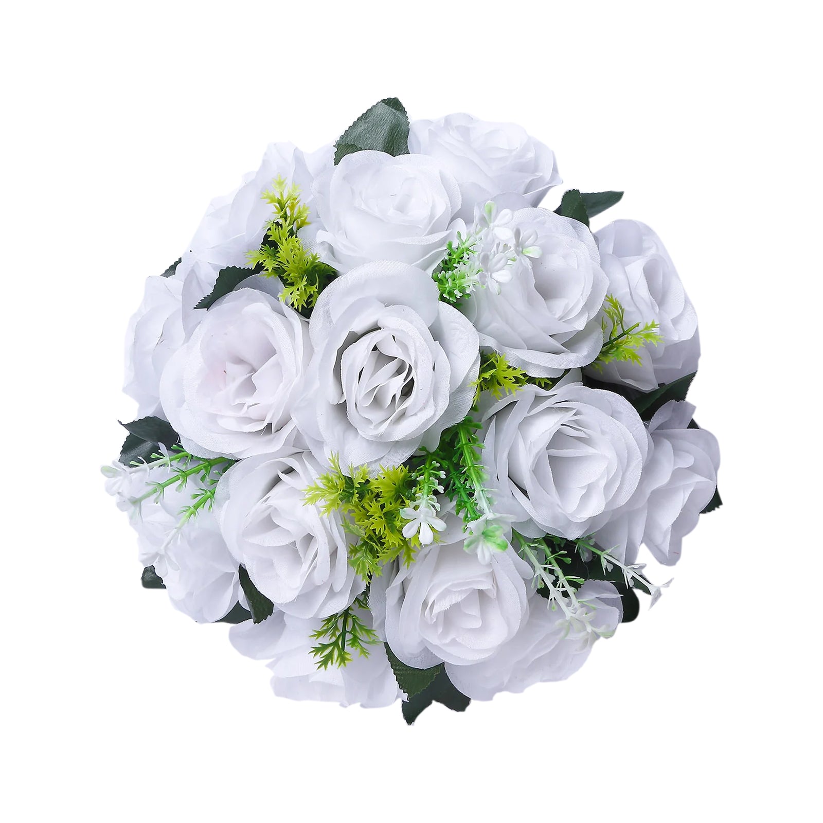 White silk 15-head rose flower ball centerpiece arrangement.