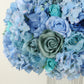 Pre-Arranged Silk Rose Wedding Centerpiece, Blue Artificial Rose Flower Balls Arrangement Table Decor - 20"