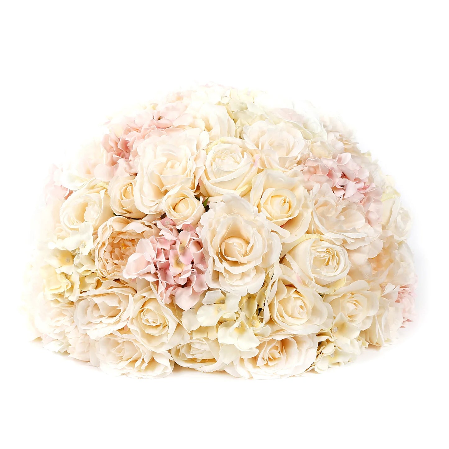 Pre-Arranged Silk Rose Wedding Centerpiece, Cream Artificial Rose Flower Balls Arrangement Table Decor - 20"
