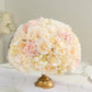 Pre-Arranged Silk Rose Wedding Centerpiece, Cream Artificial Rose Flower Balls Arrangement Table Decor - 20"