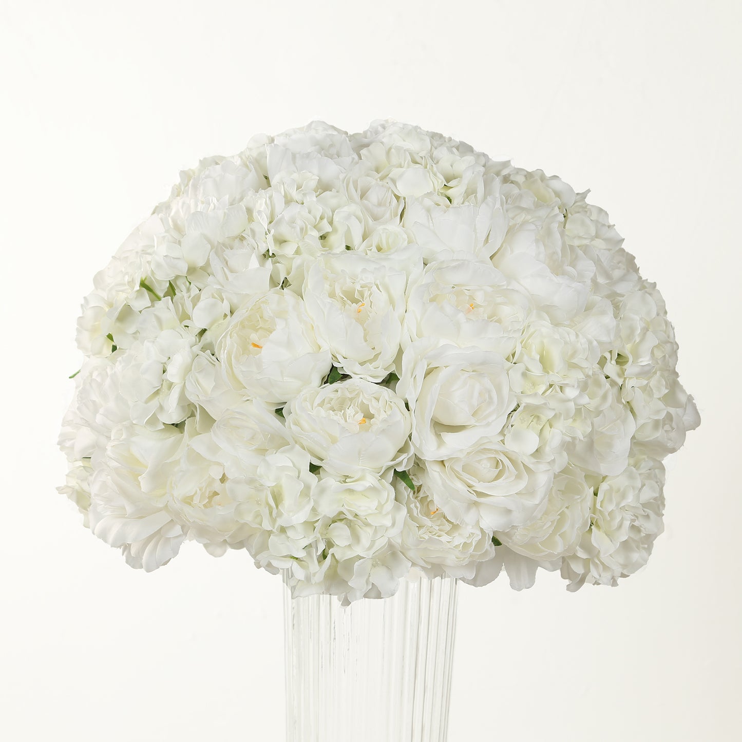 Pre-Arranged Silk Rose Wedding Centerpiece, Ivory Artificial Rose Flower Balls Arrangement Table Decor - 20"