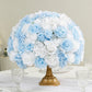 Pre-Arranged Silk Rose Wedding Centerpiece, Light Blue Artificial Rose Flower Balls Arrangement Table Decor - 20"