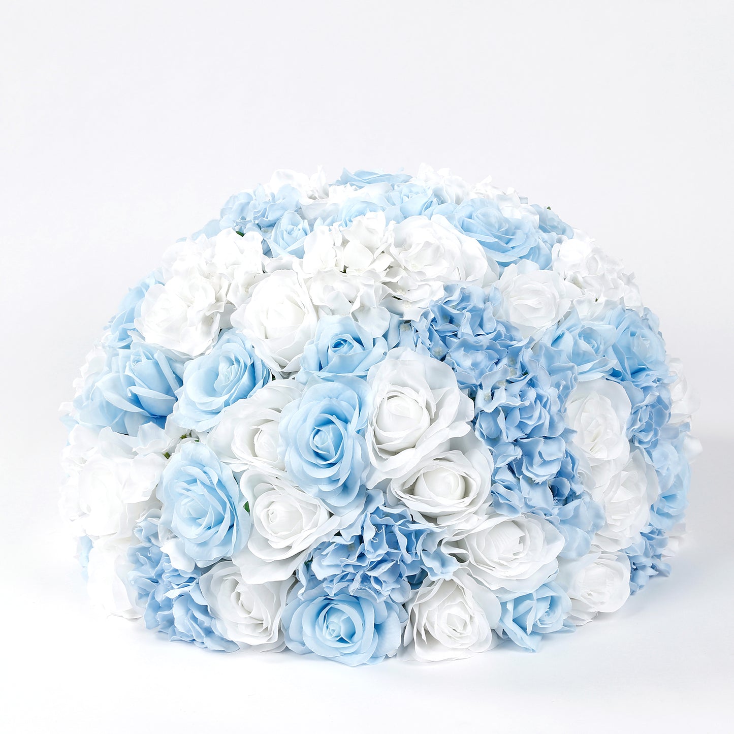 Pre-Arranged Silk Rose Wedding Centerpiece, Light Blue Artificial Rose Flower Balls Arrangement Table Decor - 20"