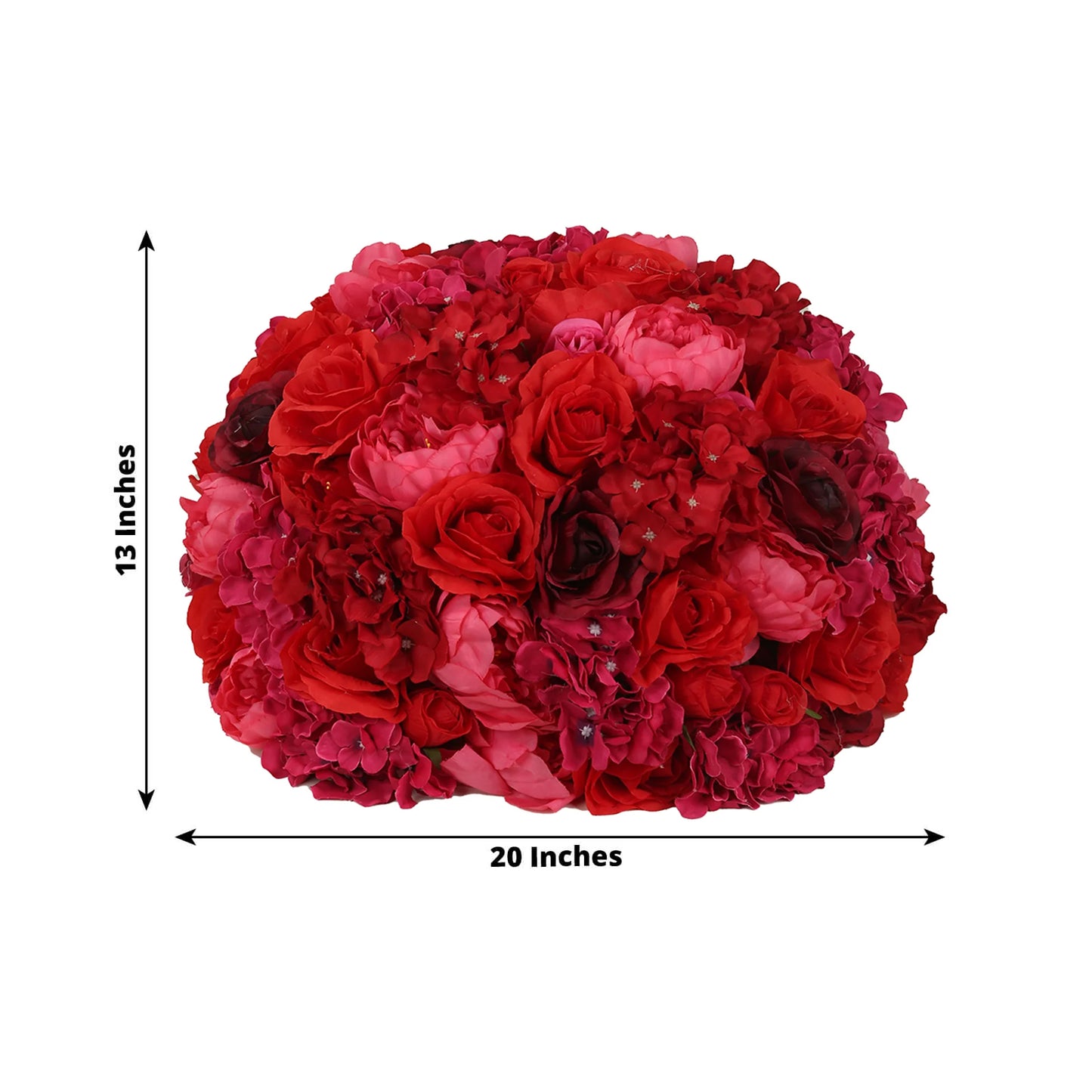Pre-Arranged Silk Rose Wedding Centerpiece, Red Artificial Rose Flower Balls Arrangement Table Decor - 20"