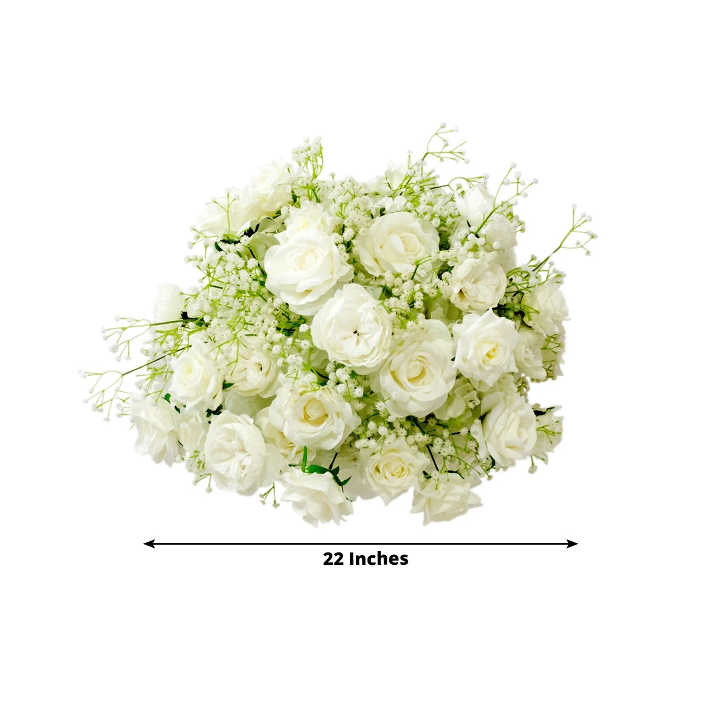 22-Inch White Silk Rose Grand Centerpiece – Pre-Made Artificial Flower Ball for Wedding & Party Décor