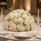 Pre-Arranged Silk Flower Grand Centerpiece White – 30" Artificial Rose Flower Ball Bouquet for Weddi