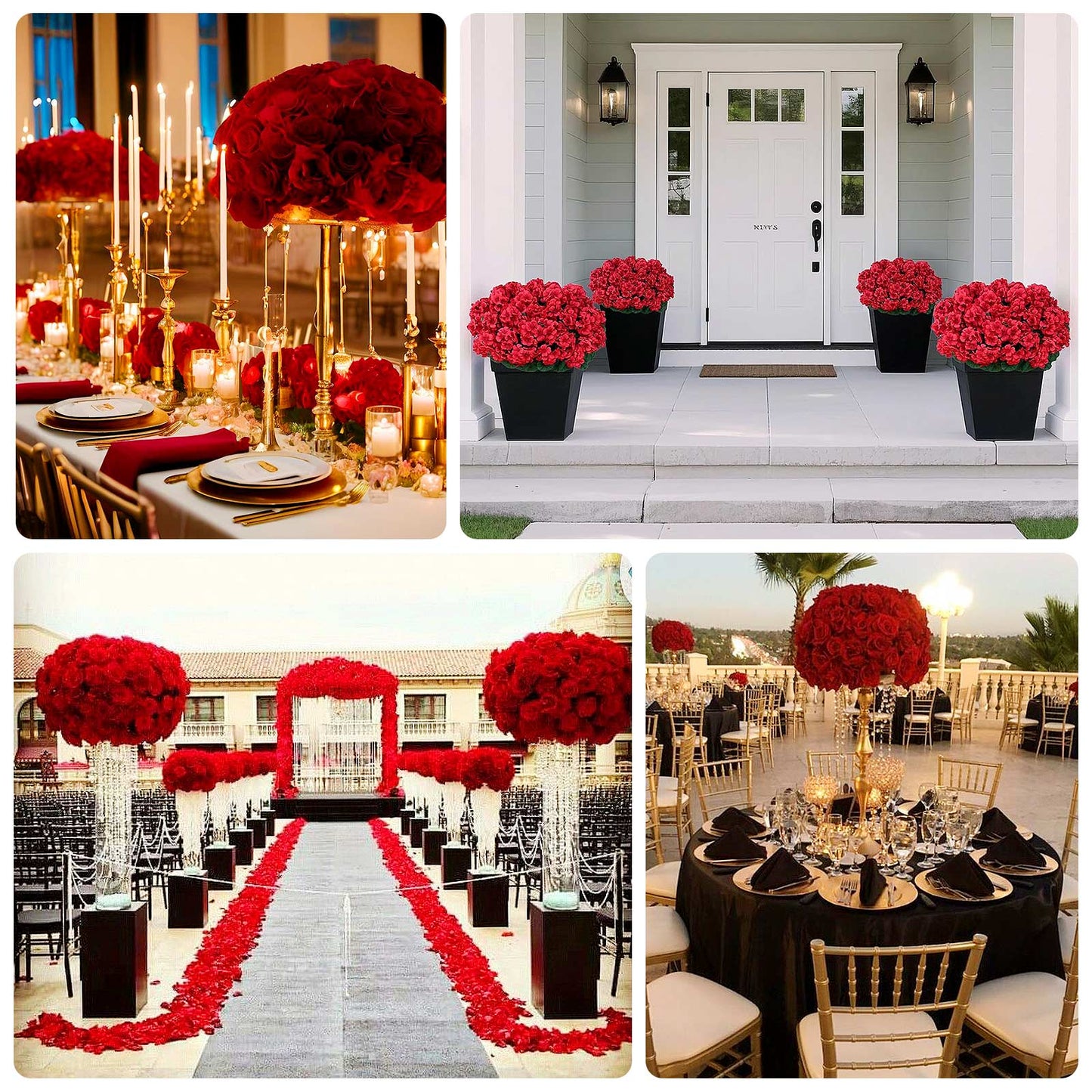 22-Inch Silk Flower Grand Centerpiece – Pre-Arranged Artificial Rose, Hydrangea & Chrysanthemum Ball