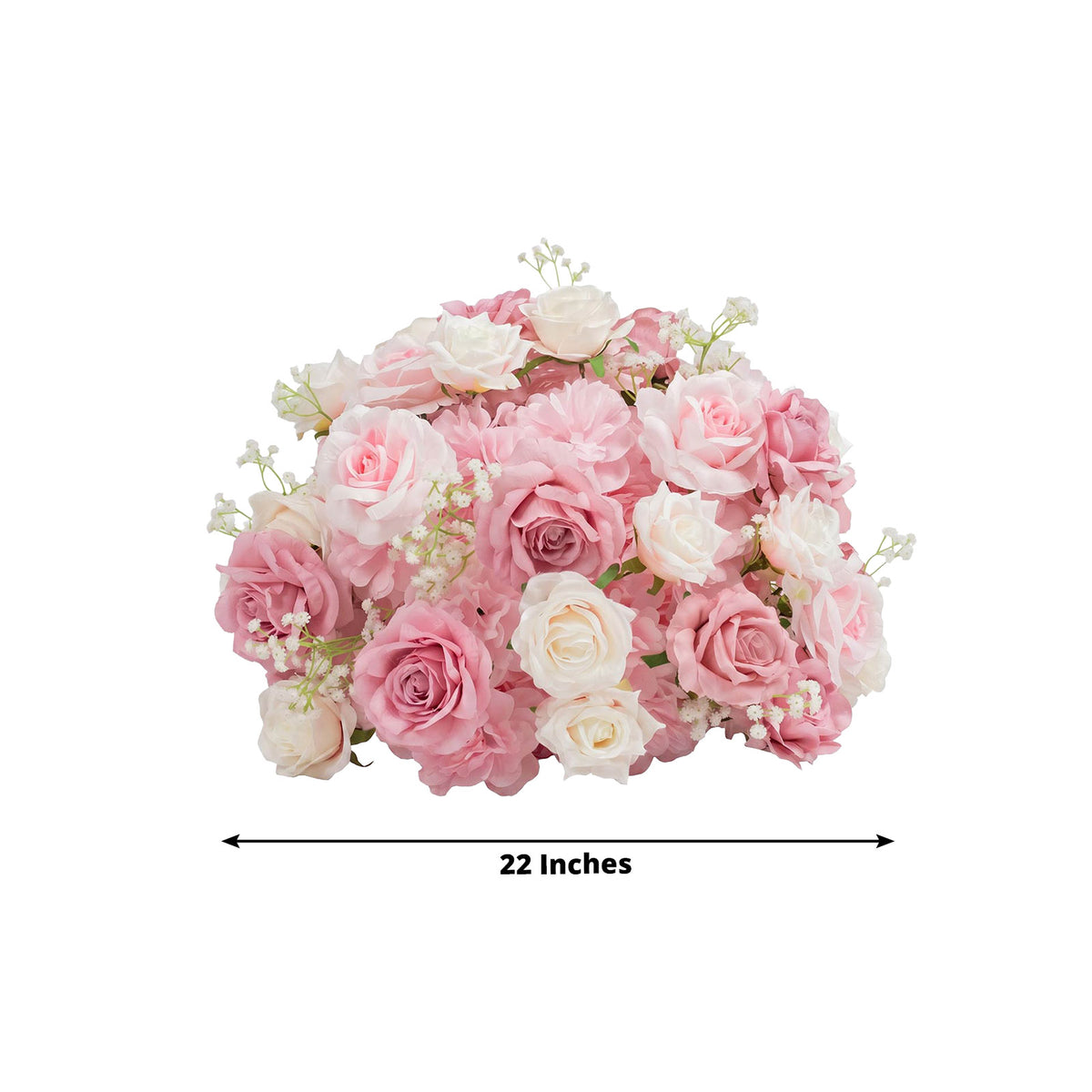 22" Blush Silk Flower Grand Centerpiece – Pre-Arranged Artificial Rose, Hydrangea & Chrysanthemum Ba