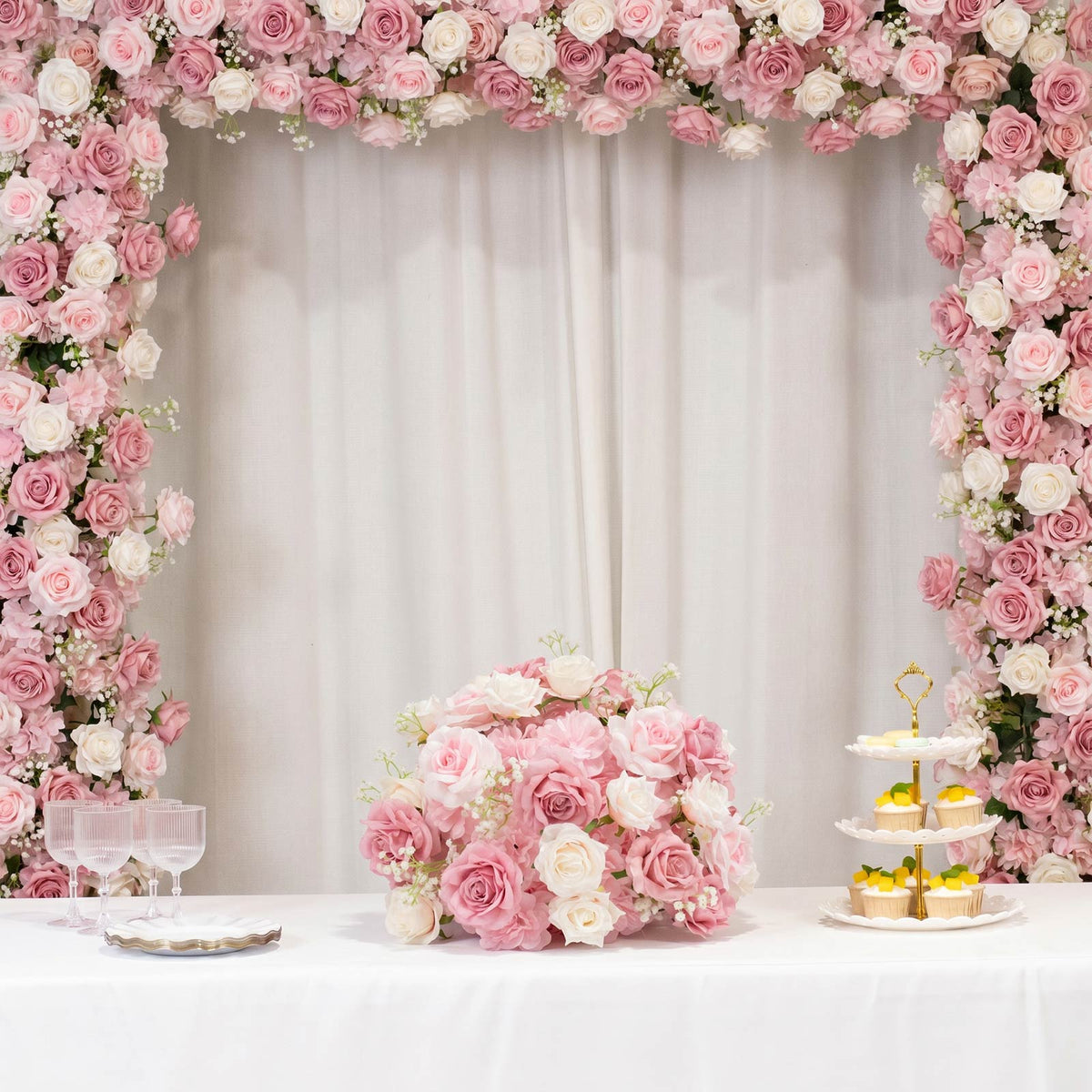 22" Blush Silk Flower Grand Centerpiece – Pre-Arranged Artificial Rose, Hydrangea & Chrysanthemum Ba