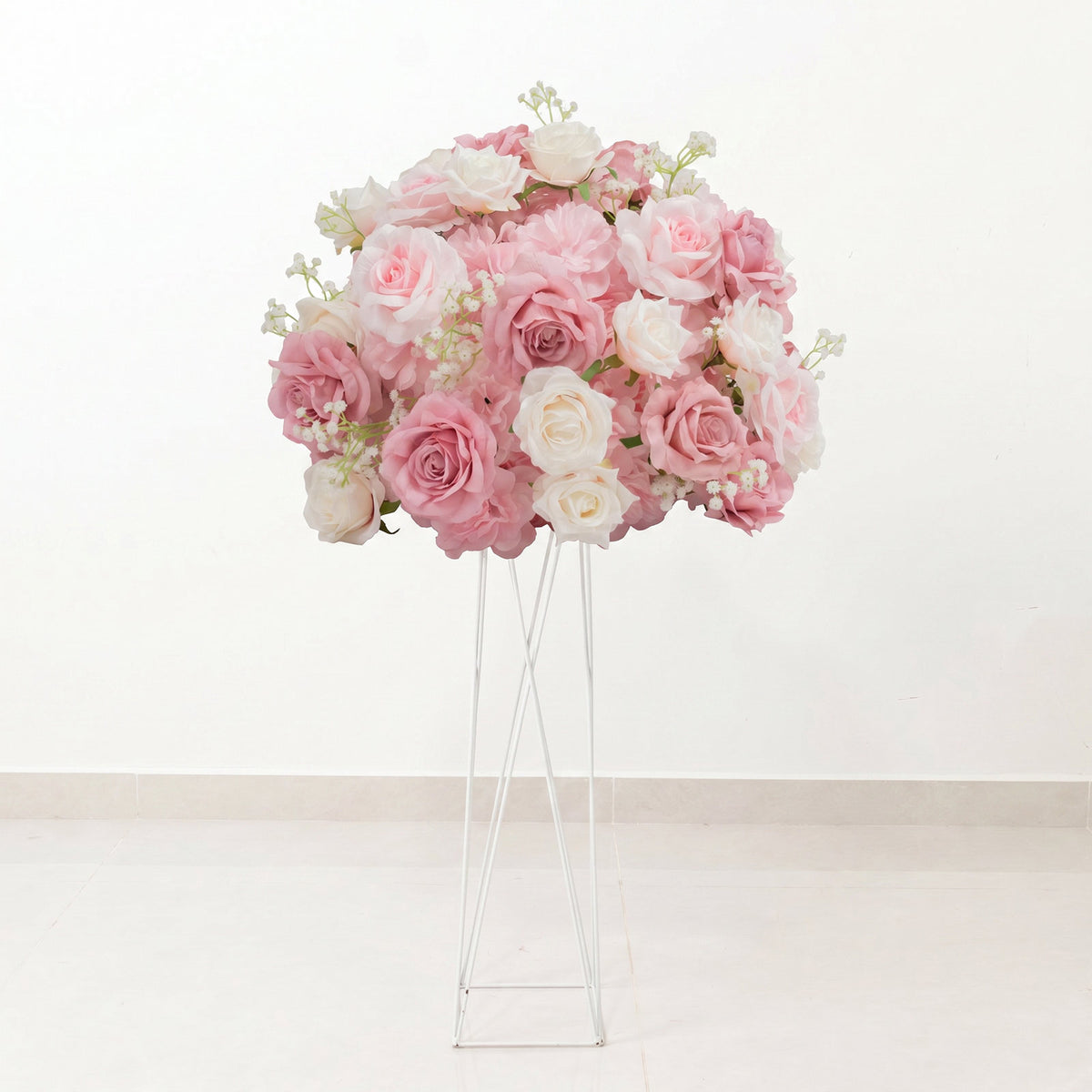 22" Blush Silk Flower Grand Centerpiece – Pre-Arranged Artificial Rose, Hydrangea & Chrysanthemum Ba