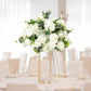 22-Inch White Silk Flower Grand Centerpiece – Pre-Arranged Artificial Rose, Hydrangea & Chrysanthemum Ball for Wedding & Event Décor