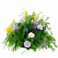 24" Pre-Arranged Silk Floral Centerpiece in Mixed Greenery, Lavender & Yellow - Artificial Carnation
