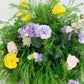 24" Pre-Arranged Silk Floral Centerpiece in Mixed Greenery, Lavender & Yellow - Artificial Carnation