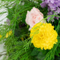 24" Pre-Arranged Silk Floral Centerpiece in Mixed Greenery, Lavender & Yellow - Artificial Carnation