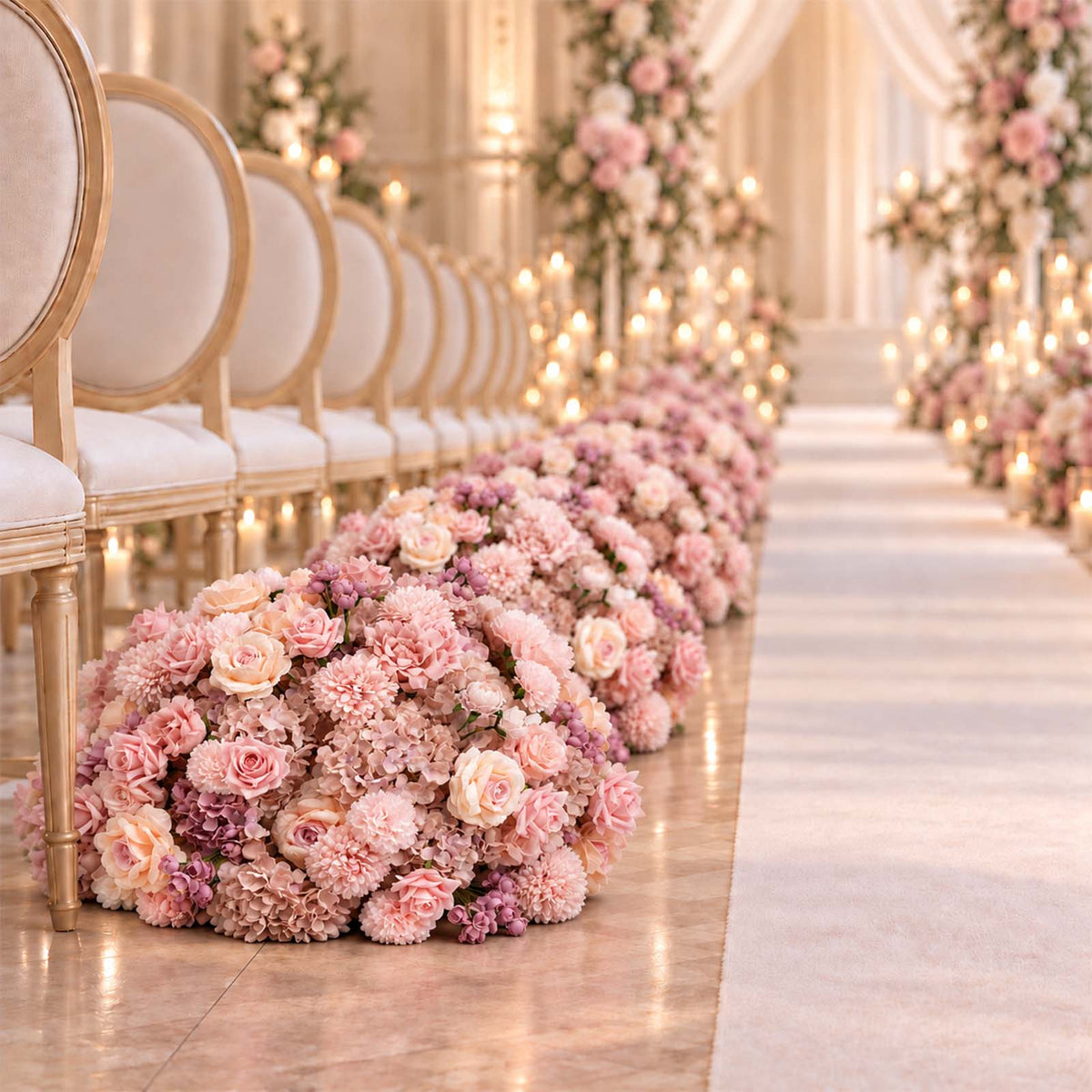 Pre-Arranged Silk Flower Grand Centerpiece in Mixed Dusty Rose – 30" Artificial Rose, Hydrangea & Ch