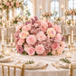 Pre-Arranged Silk Flower Grand Centerpiece in Mixed Dusty Rose – 30" Artificial Rose, Hydrangea & Ch