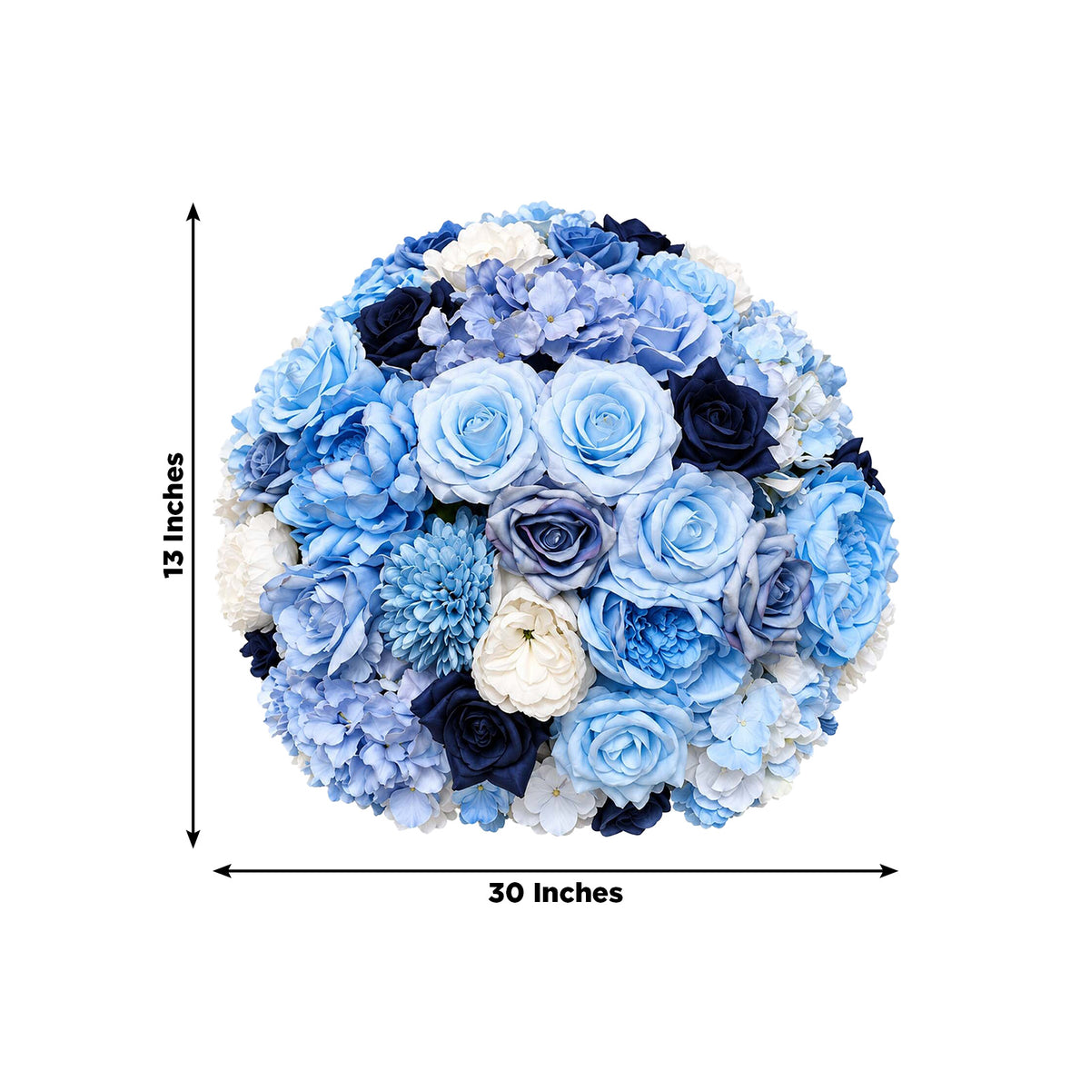 Pre-Arranged Silk Flower Grand Centerpiece in Mixed Blue – 30" Artificial Rose, Hydrangea & Chrysant