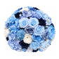 Pre-Arranged Silk Flower Grand Centerpiece in Mixed Blue – 30" Artificial Rose, Hydrangea & Chrysant