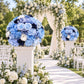 Pre-Arranged Silk Flower Grand Centerpiece in Mixed Blue – 30" Artificial Rose, Hydrangea & Chrysant