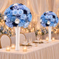 Pre-Arranged Silk Flower Grand Centerpiece in Mixed Blue – 30" Artificial Rose, Hydrangea & Chrysant