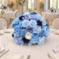 Pre-Arranged Silk Flower Grand Centerpiece in Mixed Blue – 30" Artificial Rose, Hydrangea & Chrysant