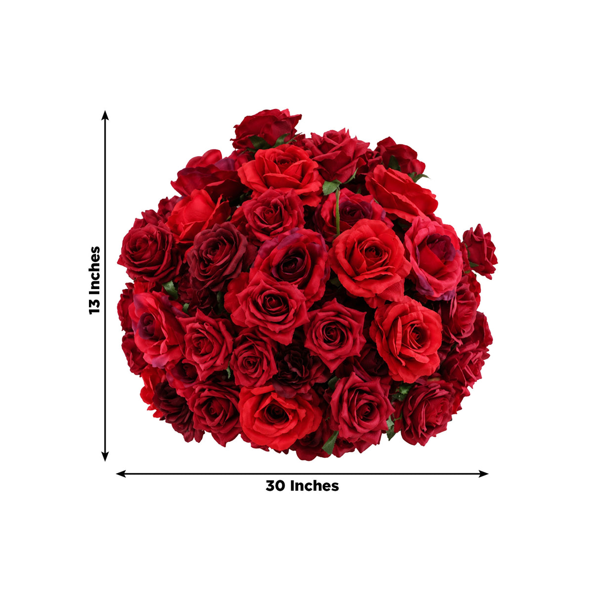 Pre-Arranged Silk Flower Grand Centerpiece in Mixed Red – 30" Artificial Rose, Hydrangea & Chrysanth
