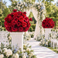 Pre-Arranged Silk Flower Grand Centerpiece in Mixed Red – 30" Artificial Rose, Hydrangea & Chrysanth