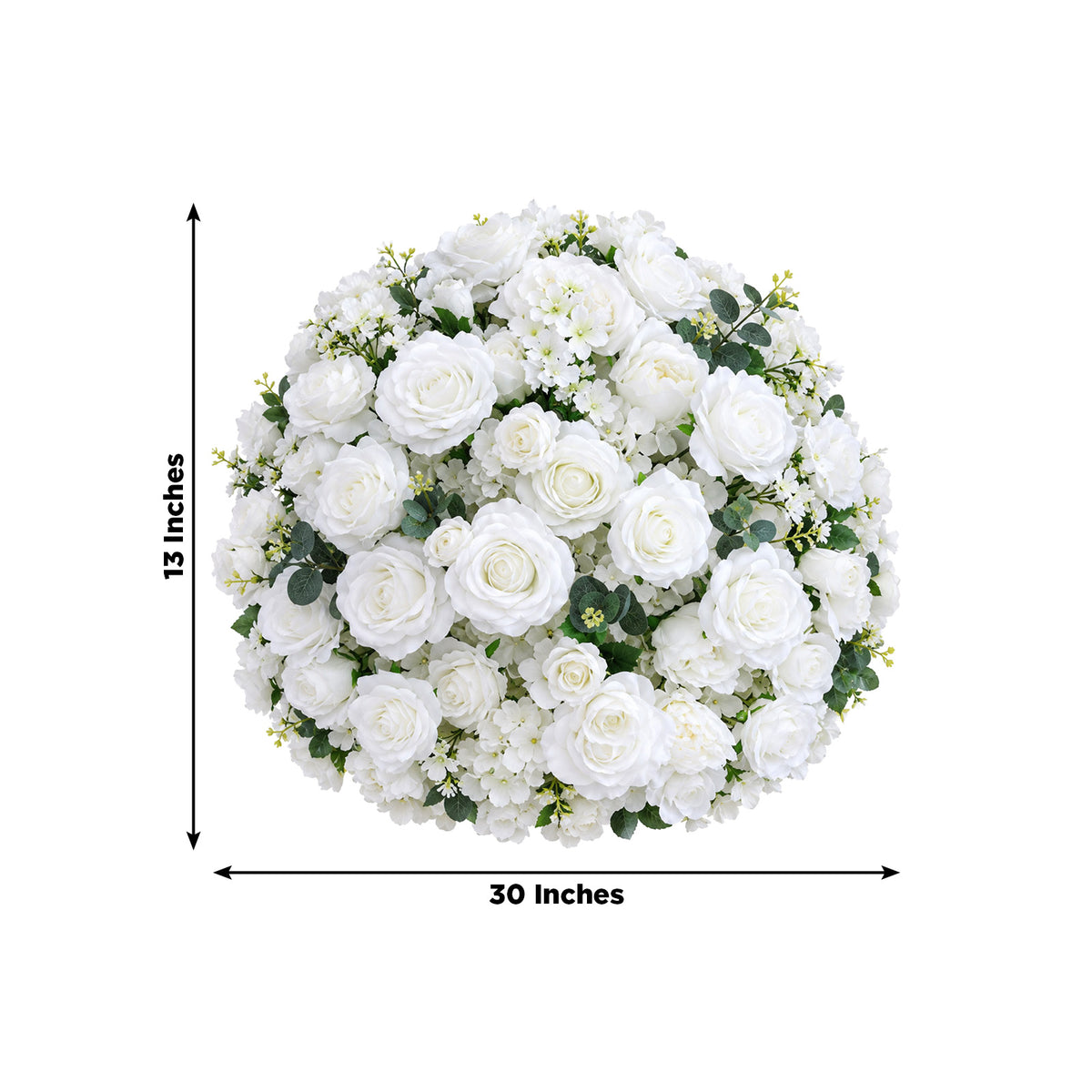 Pre-Arranged Silk Flower Grand Centerpiece in Mixed White – 30" Artificial Rose, Hydrangea & Chrysan