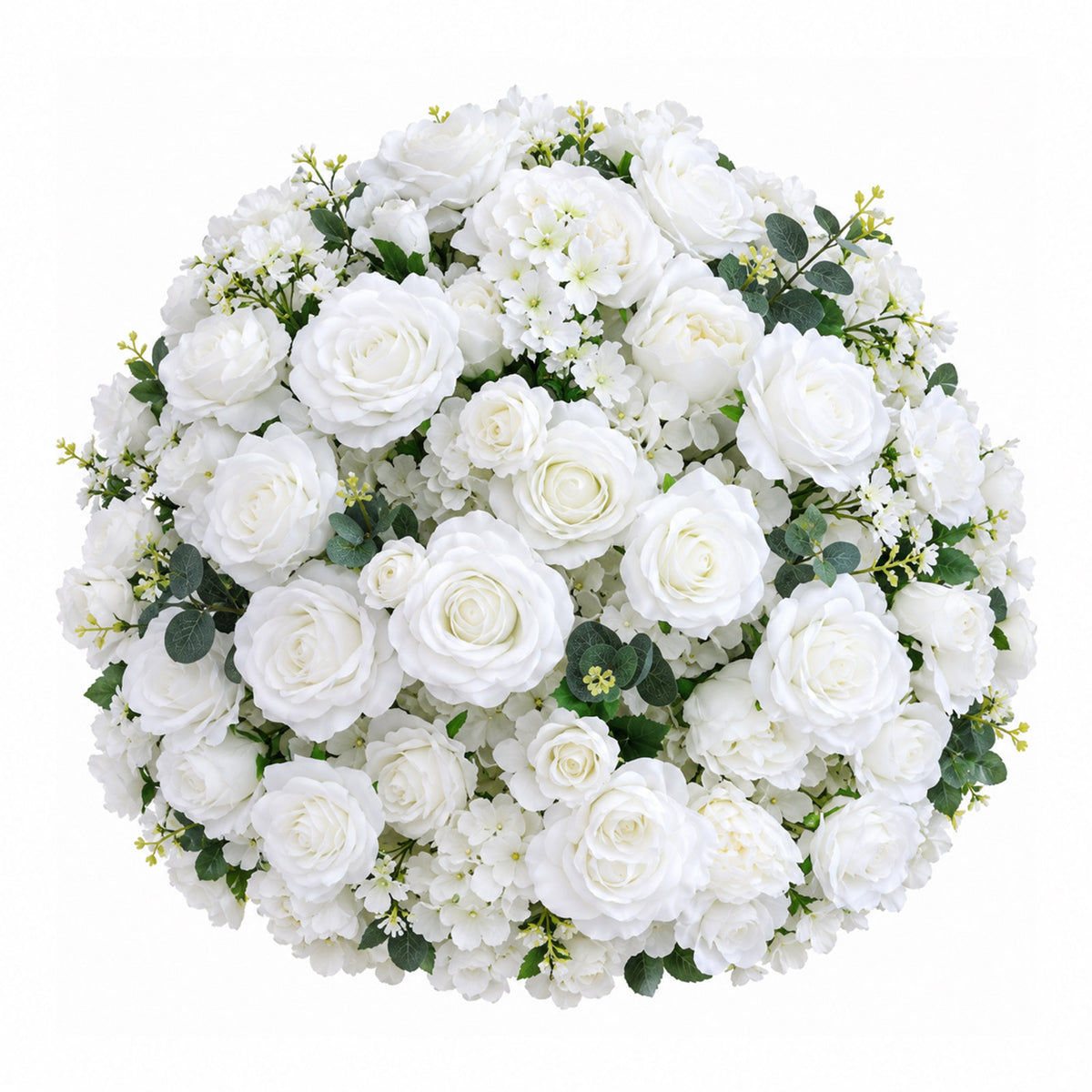 Pre-Arranged Silk Flower Grand Centerpiece in Mixed White – 30" Artificial Rose, Hydrangea & Chrysan