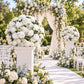 Pre-Arranged Silk Flower Grand Centerpiece in Mixed White – 30" Artificial Rose, Hydrangea & Chrysan