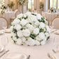 Pre-Arranged Silk Flower Grand Centerpiece in Mixed White – 30" Artificial Rose, Hydrangea & Chrysan