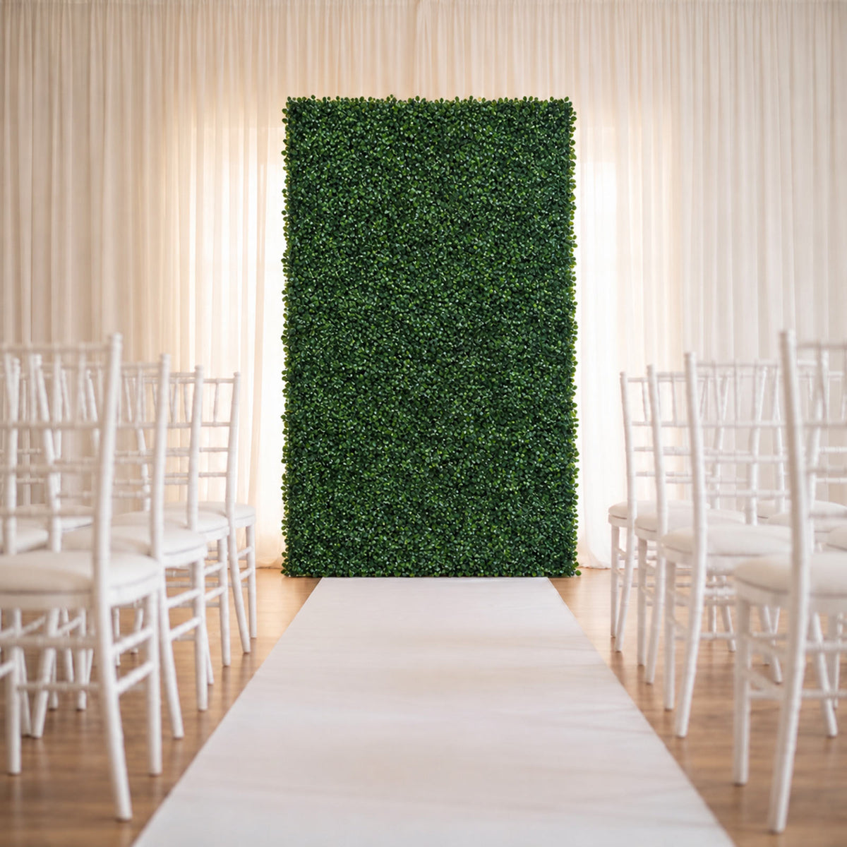 8ft x 4ft Roll Up Artificial Greenery Wall Panel Backdrop - Boxwood Hedge Foliage with Fabric Backin
