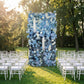 8ft x 4ft Roll Up Flower Wall Panel Backdrop - Mixed Blue & White Silk Roses, Hydrangeas & Chrysanth
