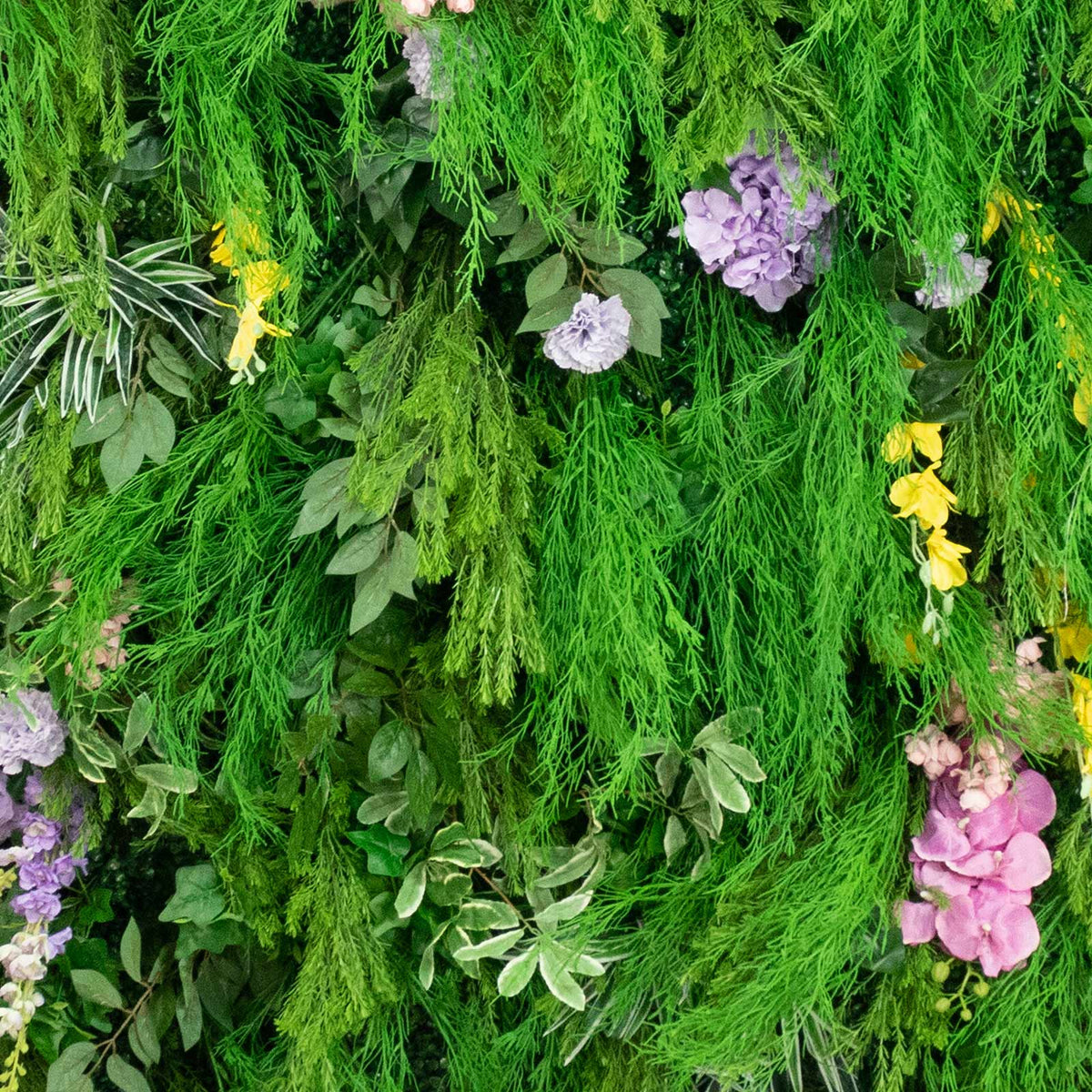 8ft x 4ft Roll Up Artificial Greenery Wall Panel Backdrop - Lush Ferns and Foliage with Mixed Floral