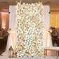 8ft x 4ft Roll Up Flower Wall Panel Backdrop - Mixed White & Blush Silk Roses, Hydrangeas, Pampas Gr