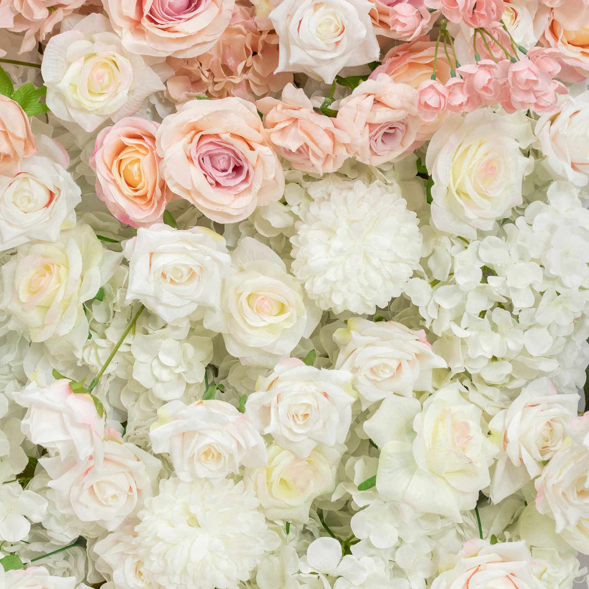 8ftx8ft Roll Up Flower Backdrop for Arch Stand, White Pink with Fabric Backing - Artificial Silk Ros