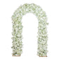 Artificial Flower Arch Backdrop White 4ft x 8ft Silk Roses & Baby's Breath for Round Top Double Arch
