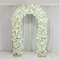 Artificial Flower Arch Backdrop White 4ft x 8ft Silk Roses & Baby's Breath for Round Top Double Arch
