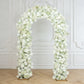 Artificial Flower Arch Backdrop White 4ft x 8ft Silk Roses & Baby's Breath for Round Top Double Arch