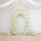 Artificial Flower Arch Backdrop White 4ft x 8ft Silk Roses & Baby's Breath for Round Top Double Arch