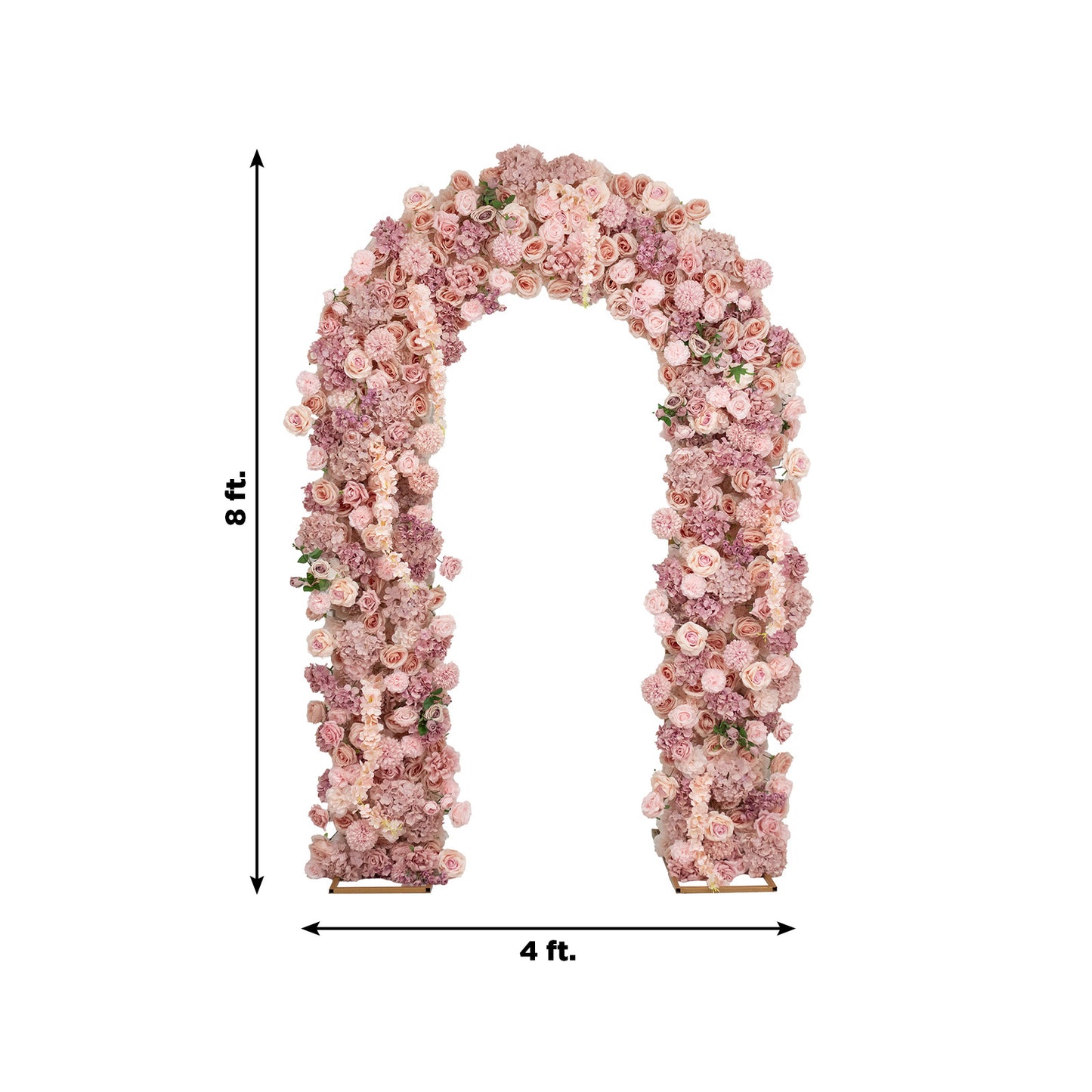 Artificial Flower Arch Backdrop Mixed Dusty Rose 4ft x 8ft Silk Roses, Hydrangeas & Chrysanthemums f
