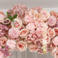 Artificial Flower Arch Backdrop Mixed Dusty Rose 4ft x 8ft Silk Roses, Hydrangeas & Chrysanthemums f