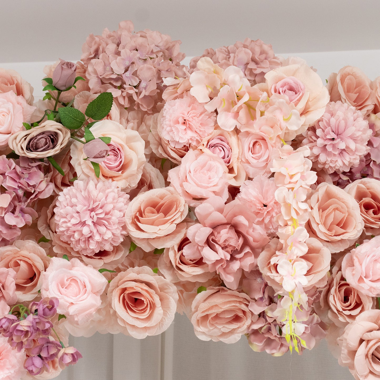 Artificial Flower Arch Backdrop Mixed Dusty Rose 4ft x 8ft Silk Roses, Hydrangeas & Chrysanthemums f