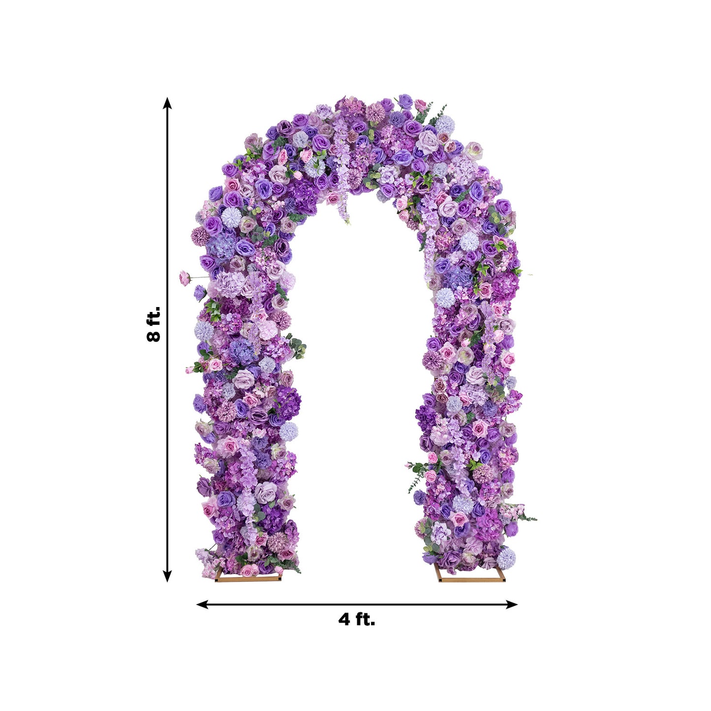 Artificial Flower Arch Backdrop Mixed Lavender Lilac 4ft x 8ft Silk Roses, Hydrangeas & Chrysanthemu