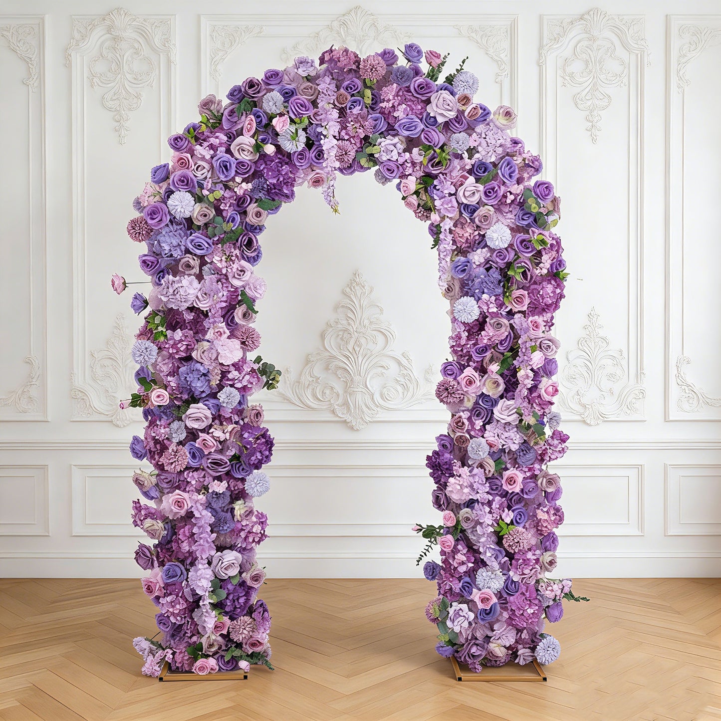 Artificial Flower Arch Backdrop Mixed Lavender Lilac 4ft x 8ft Silk Roses, Hydrangeas & Chrysanthemu