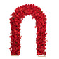 Artificial Flower Arch Backdrop Red 4ft x 8ft Silk Roses, Hydrangeas & Chrysanthemums for Round Top 