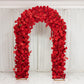 Artificial Flower Arch Backdrop Red 4ft x 8ft Silk Roses, Hydrangeas & Chrysanthemums for Round Top 